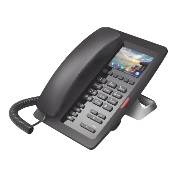 Teléfono IP WiFi Fanvil H5WB Negro para Hotelería – Gama Alta, Pantalla a Color, PoE y Audio HD
